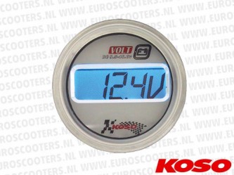 Koso Voltmeter LCD Rond model 48X57mm Verlichting: Blauw