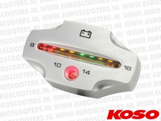 Koso Voltmeter - LED weergave - 8 ~16 Volt - Kleur: Zilver